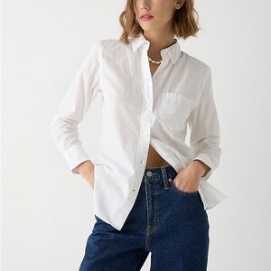 J. Crew Classic Fit Cotton Shirt in White Light Weight Button Down Women’s 8